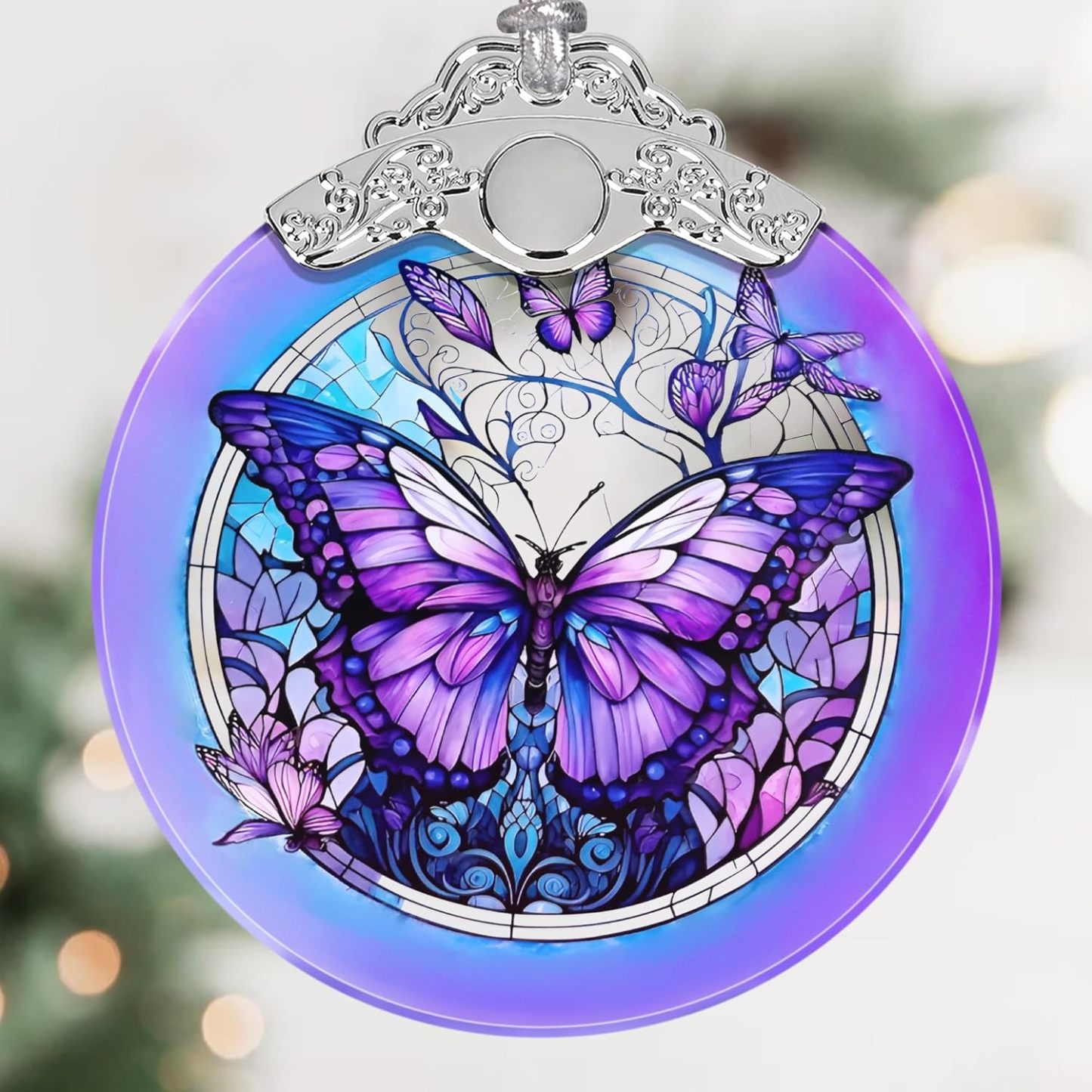 Sun Moon Stained Glass Hanging Ornament - Christmas Tree Decoration Idea