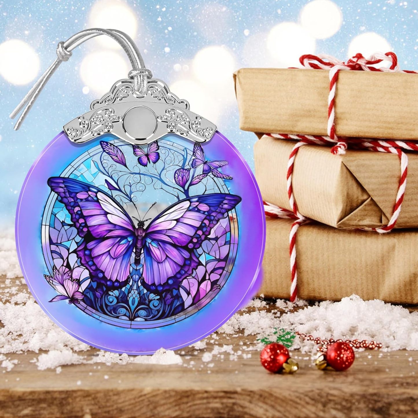 Sun Moon Stained Glass Hanging Ornament - Christmas Tree Decoration Idea
