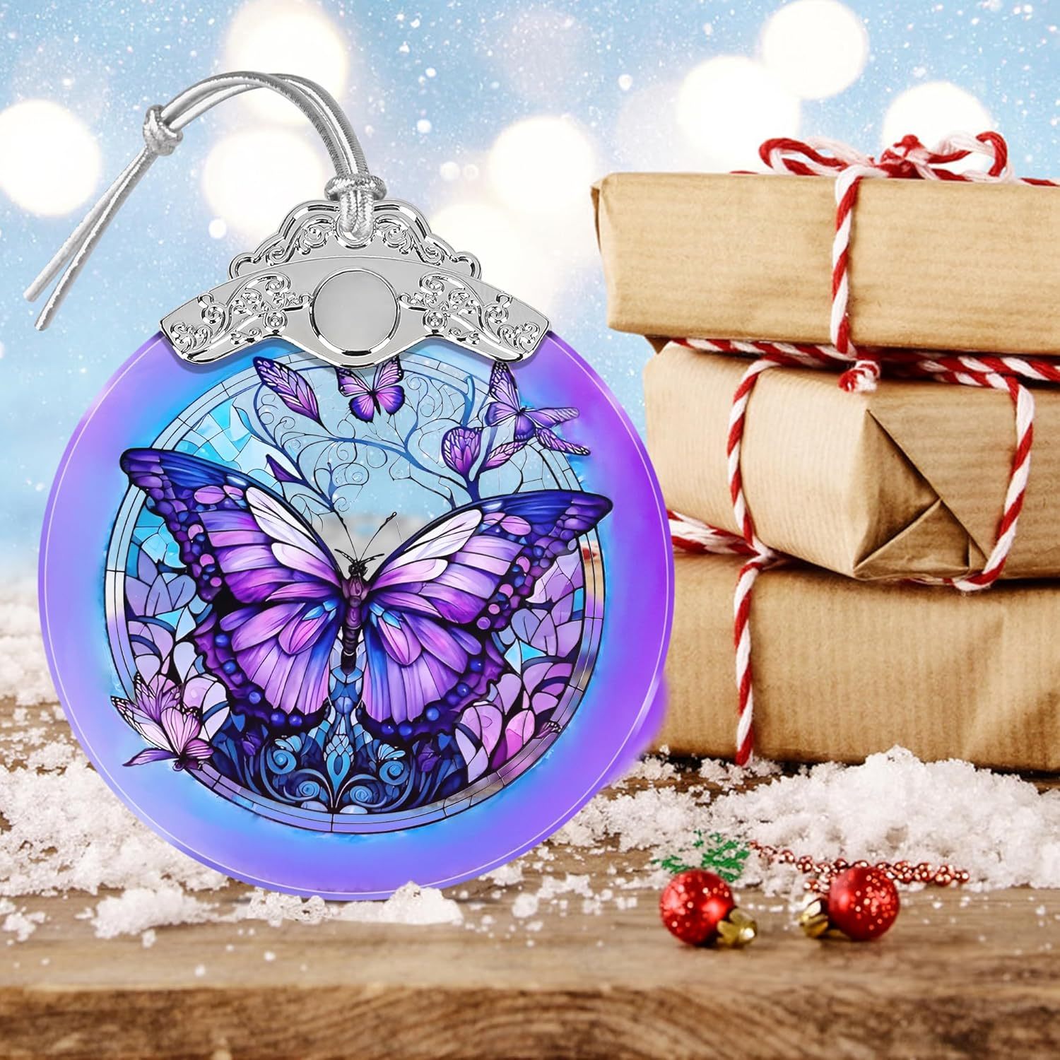 Sun Moon Stained Glass Hanging Ornament - Christmas Tree Decoration Idea