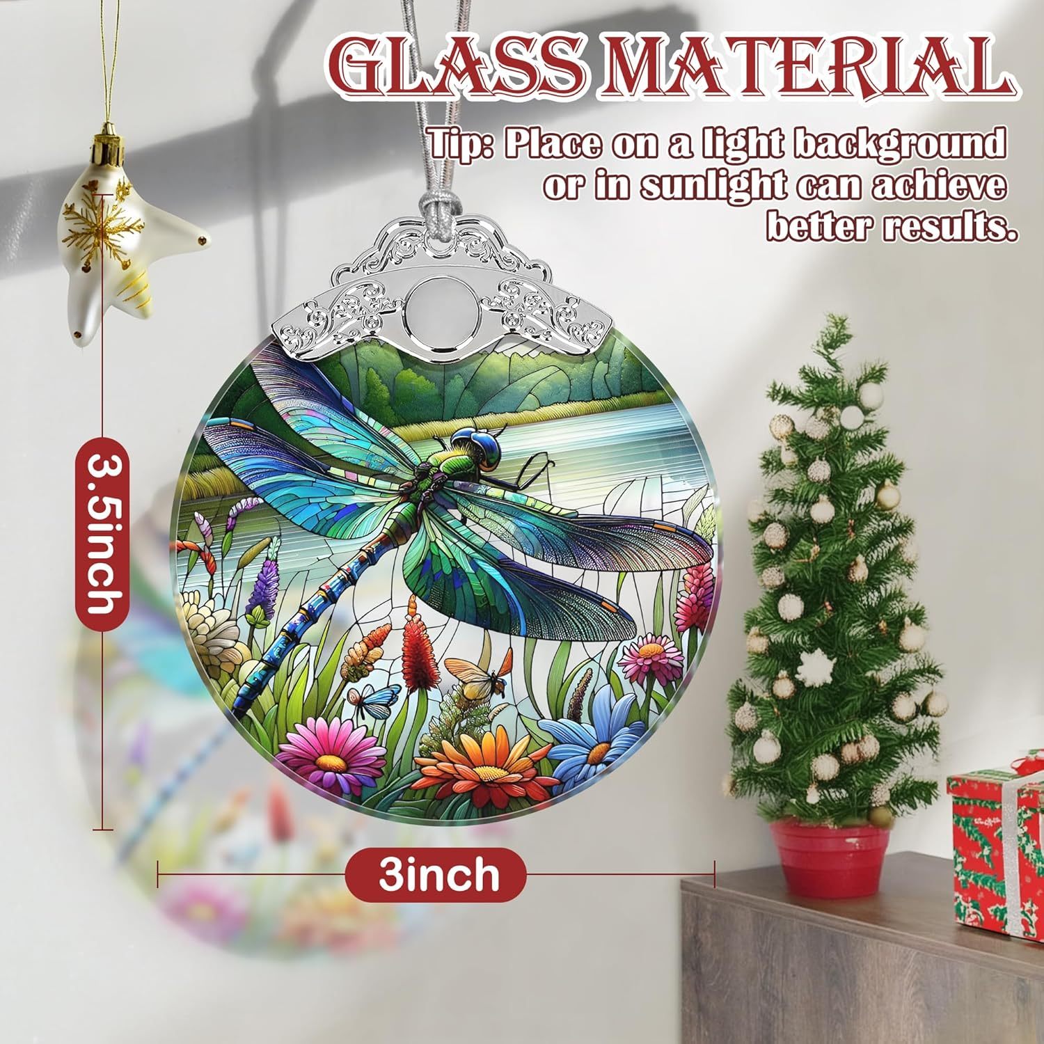 Sun Moon Stained Glass Hanging Ornament - Christmas Tree Decoration Idea