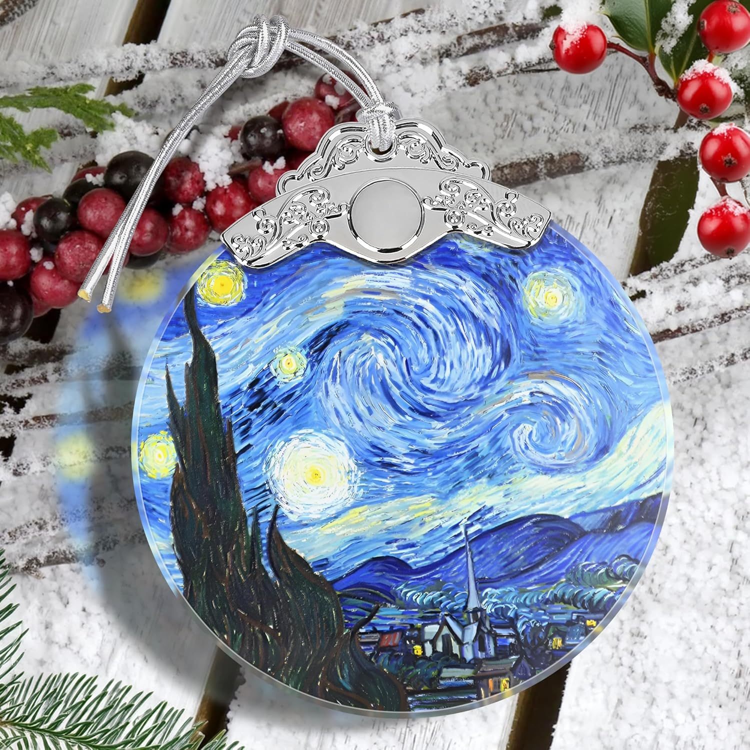 Sun Moon Stained Glass Hanging Ornament - Christmas Tree Decoration Idea