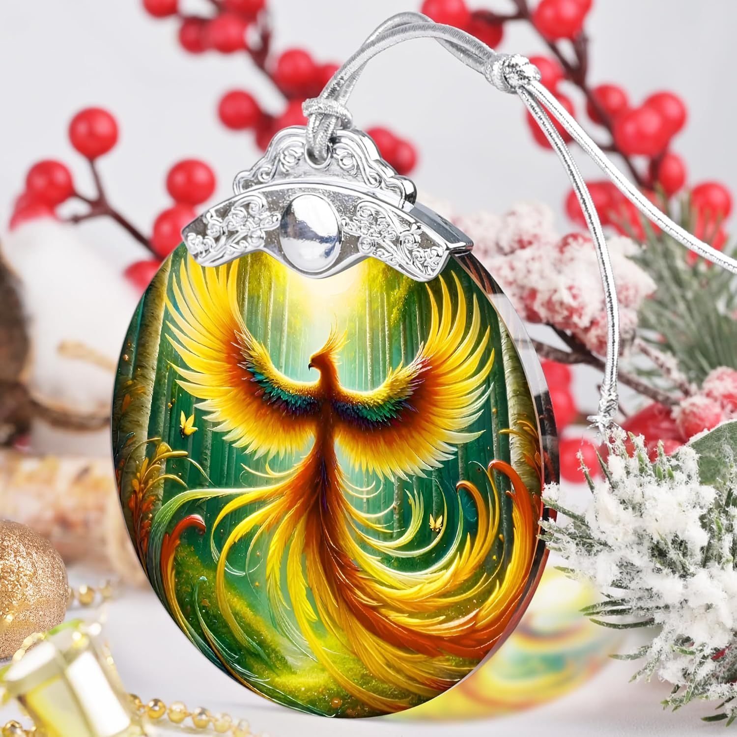 Sun Moon Stained Glass Hanging Ornament - Christmas Tree Decoration Idea