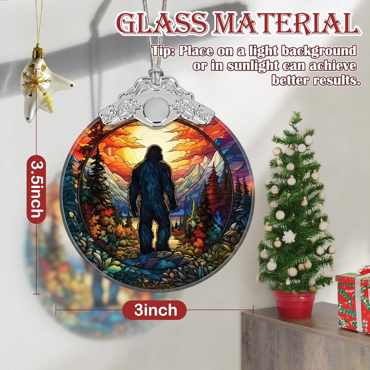 Sun Moon Stained Glass Hanging Ornament - Christmas Tree Decoration Idea