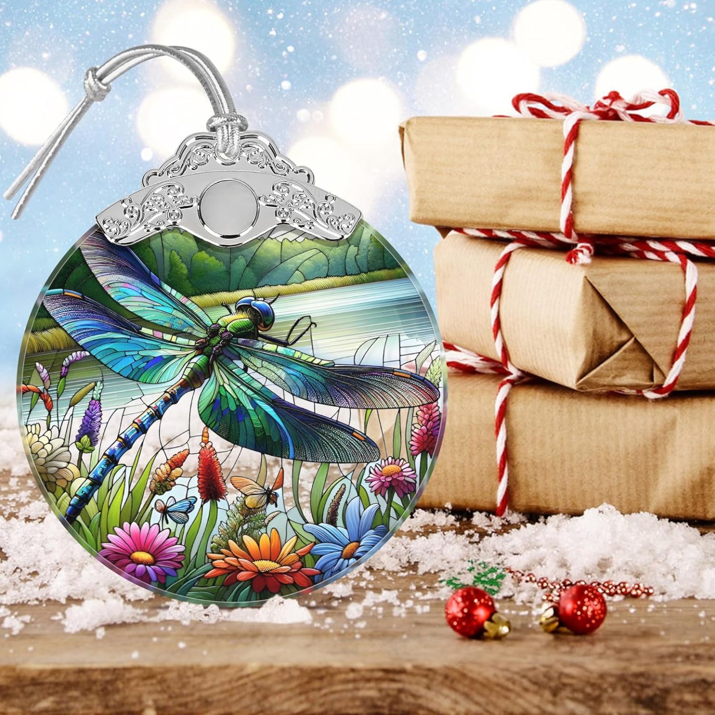 Sun Moon Stained Glass Hanging Ornament - Christmas Tree Decoration Idea