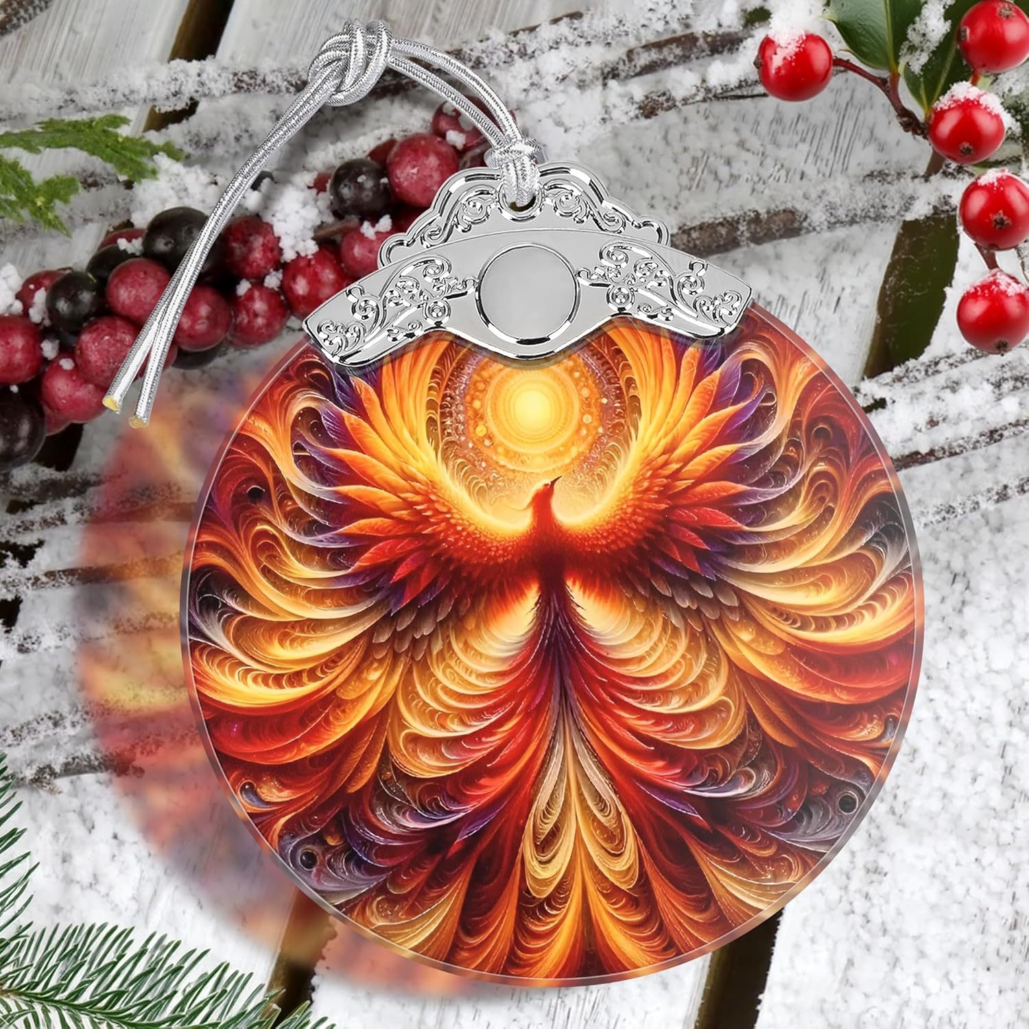 Sun Moon Stained Glass Hanging Ornament - Christmas Tree Decoration Idea