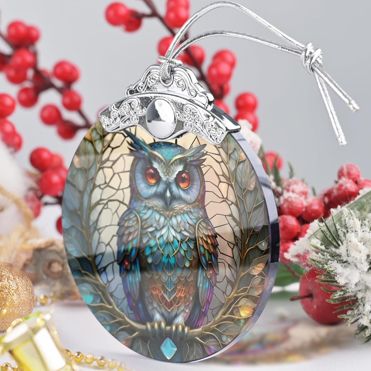 Sun Moon Stained Glass Hanging Ornament - Christmas Tree Decoration Idea