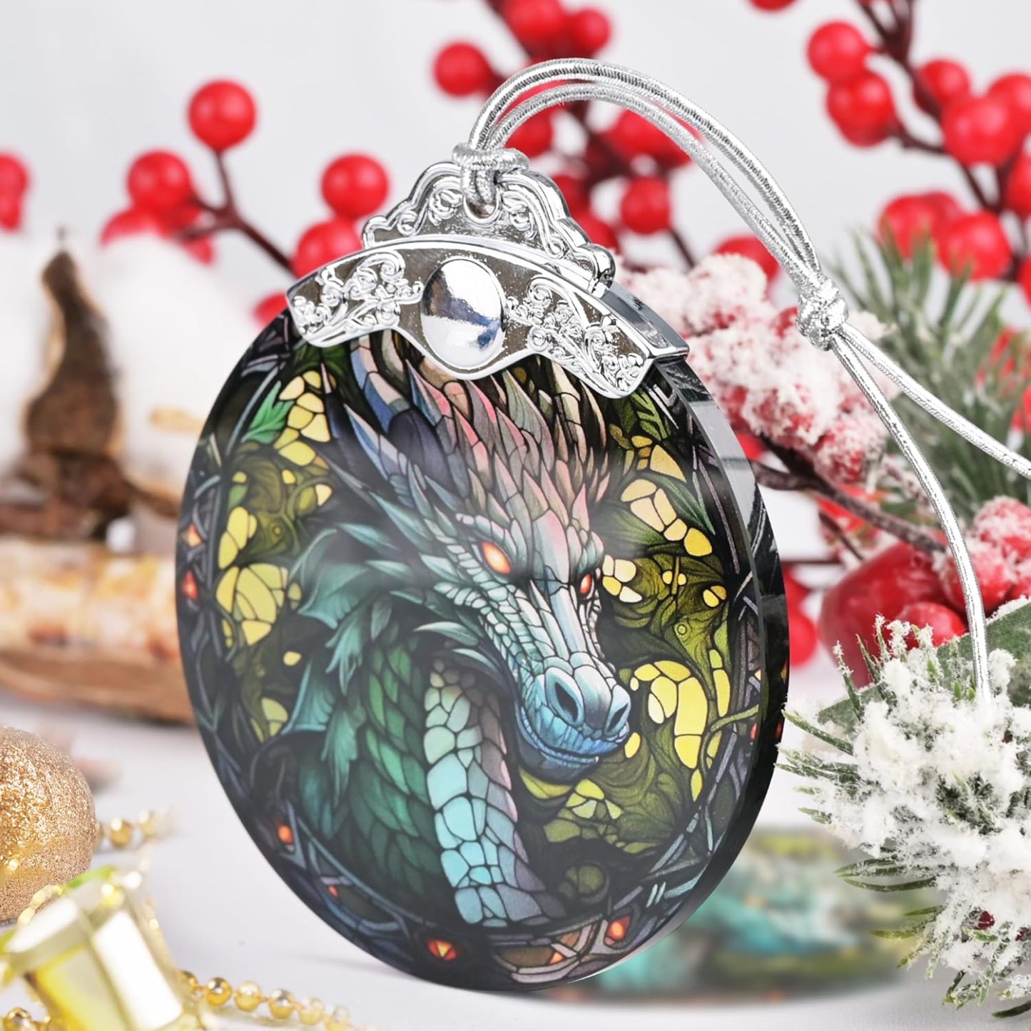 Sun Moon Stained Glass Hanging Ornament - Christmas Tree Decoration Idea