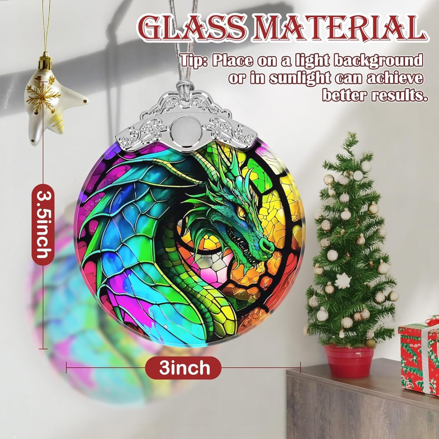 Sun Moon Stained Glass Hanging Ornament - Christmas Tree Decoration Idea