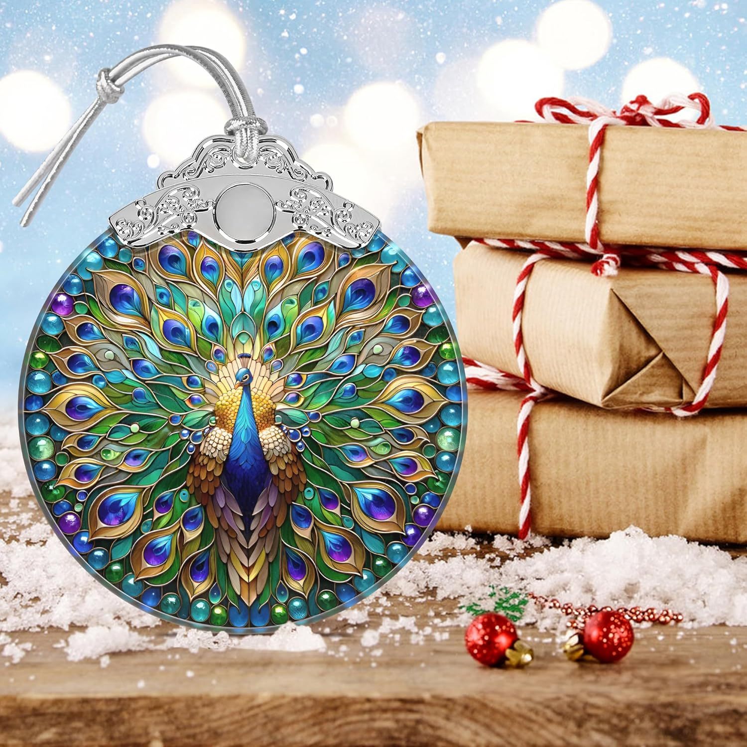 Sun Moon Stained Glass Hanging Ornament - Christmas Tree Decoration Idea