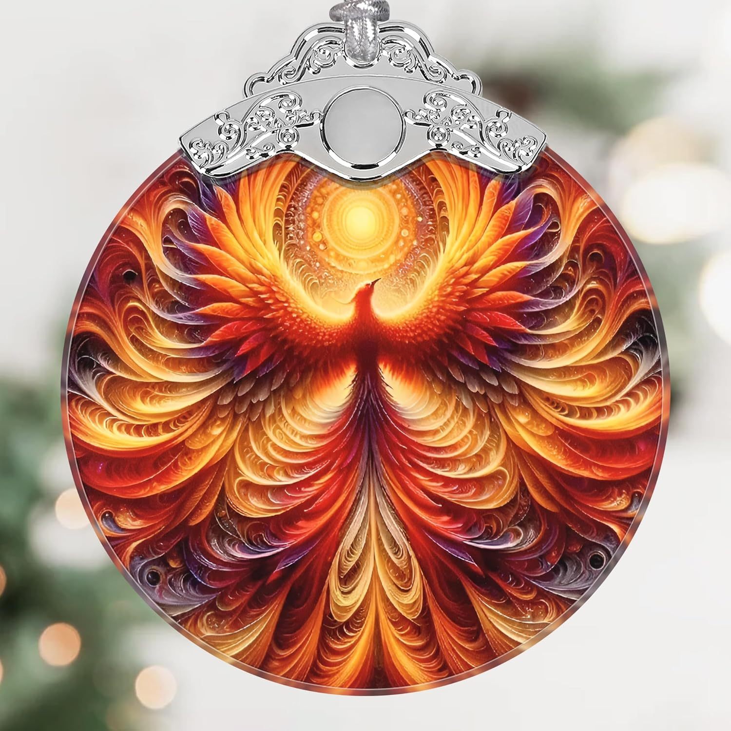 Sun Moon Stained Glass Hanging Ornament - Christmas Tree Decoration Idea