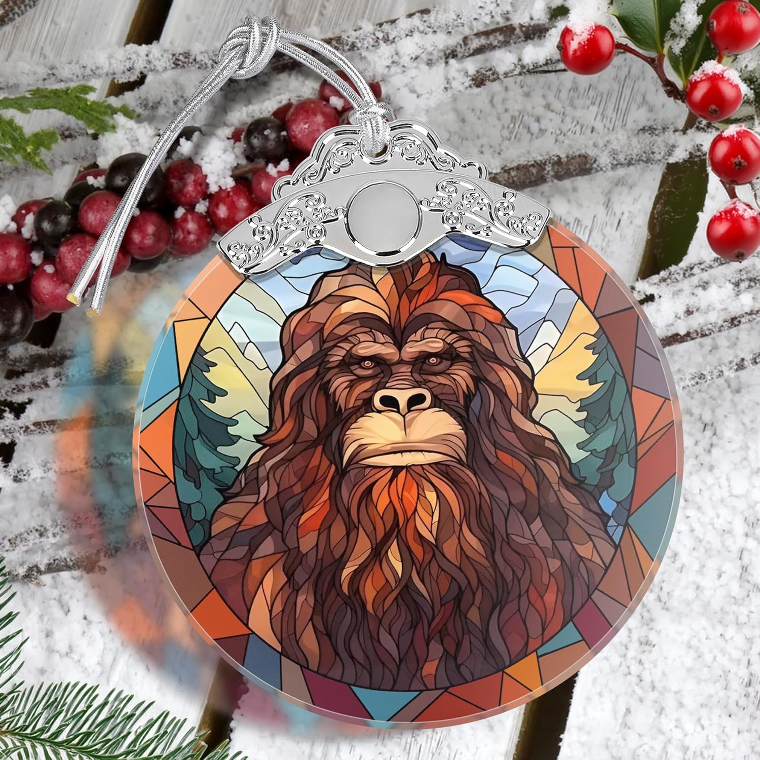 Sun Moon Stained Glass Hanging Ornament - Christmas Tree Decoration Idea