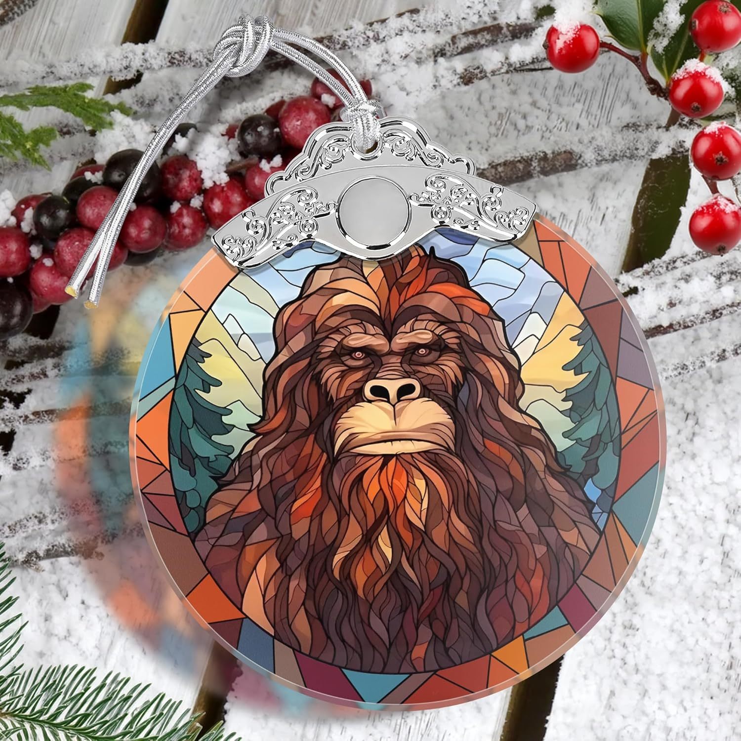 Sun Moon Stained Glass Hanging Ornament - Christmas Tree Decoration Idea