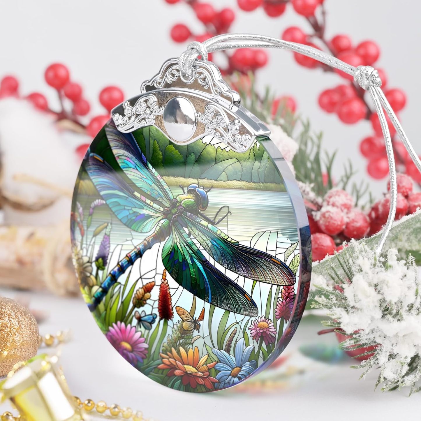 Sun Moon Stained Glass Hanging Ornament - Christmas Tree Decoration Idea