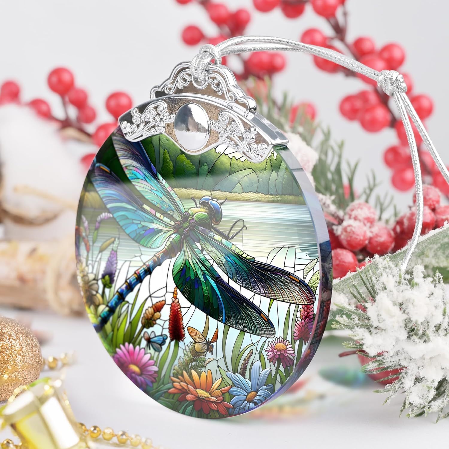 Sun Moon Stained Glass Hanging Ornament - Christmas Tree Decoration Idea