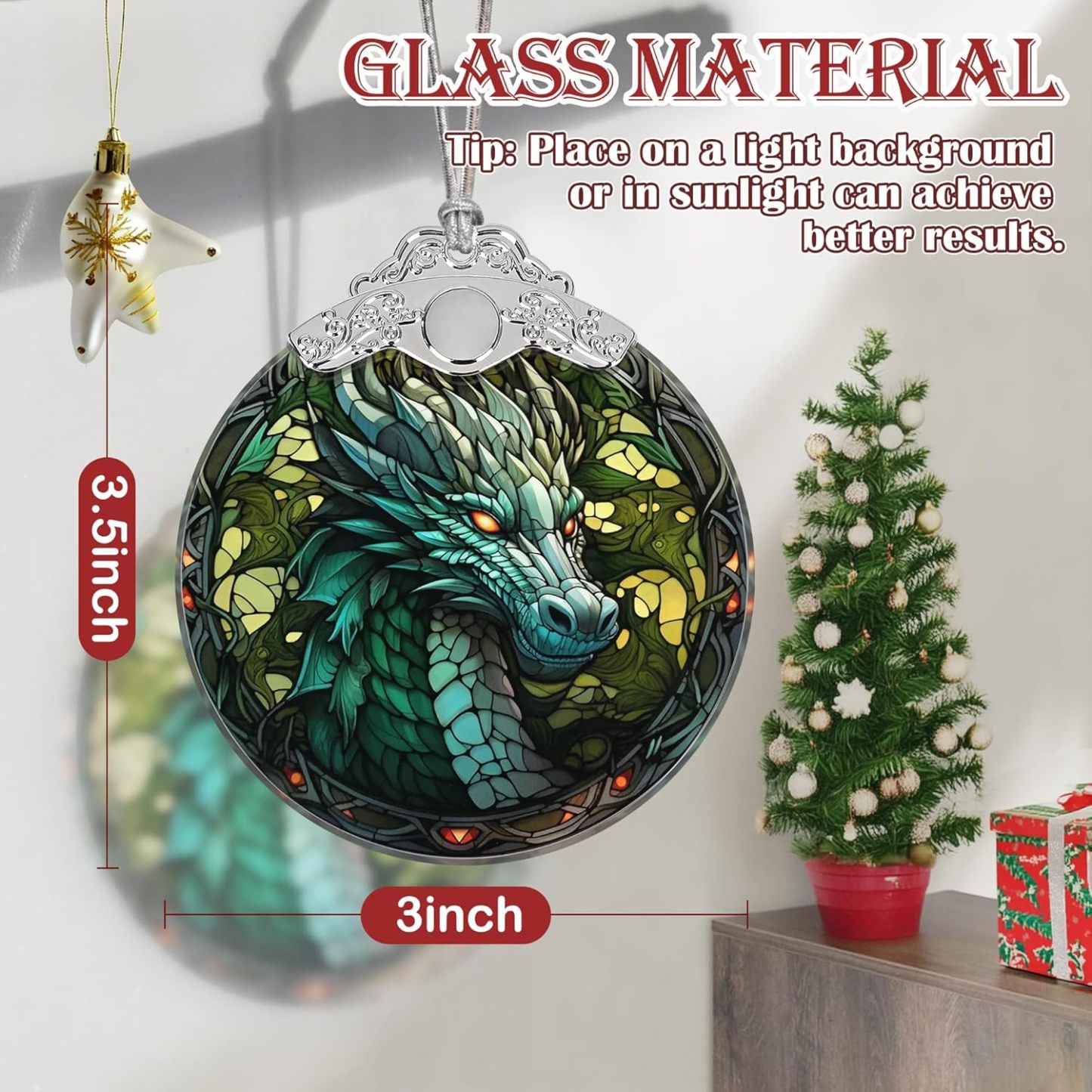 Sun Moon Stained Glass Hanging Ornament - Christmas Tree Decoration Idea