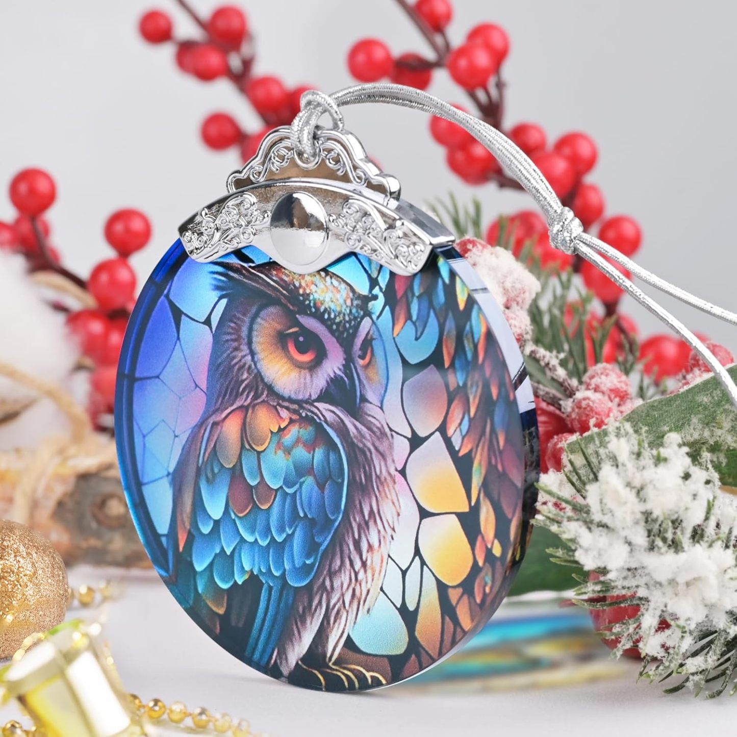 Sun Moon Stained Glass Hanging Ornament - Christmas Tree Decoration Idea