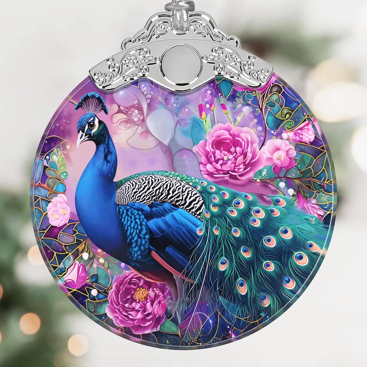 Sun Moon Stained Glass Hanging Ornament - Christmas Tree Decoration Idea