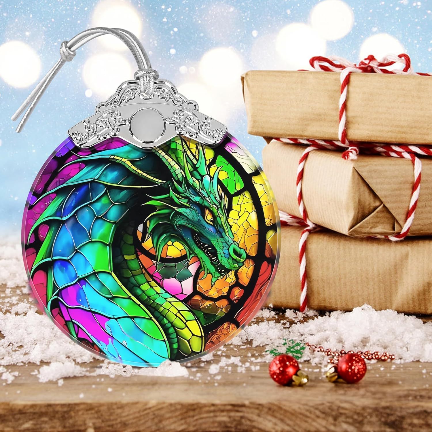 Sun Moon Stained Glass Hanging Ornament - Christmas Tree Decoration Idea