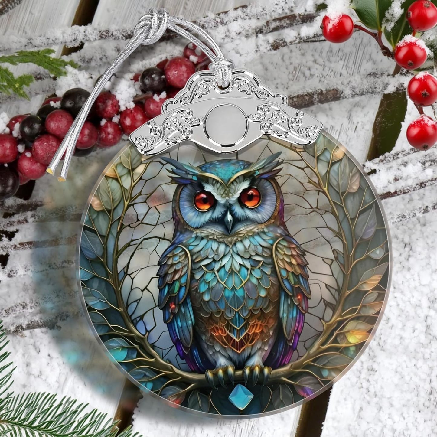 Sun Moon Stained Glass Hanging Ornament - Christmas Tree Decoration Idea