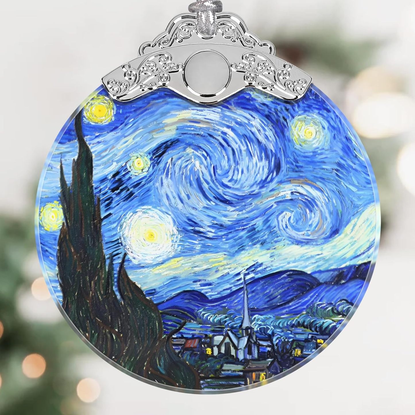 Sun Moon Stained Glass Hanging Ornament - Christmas Tree Decoration Idea