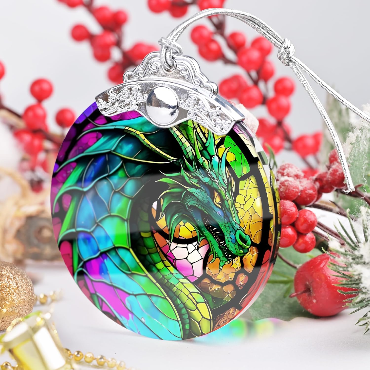 Sun Moon Stained Glass Hanging Ornament - Christmas Tree Decoration Idea