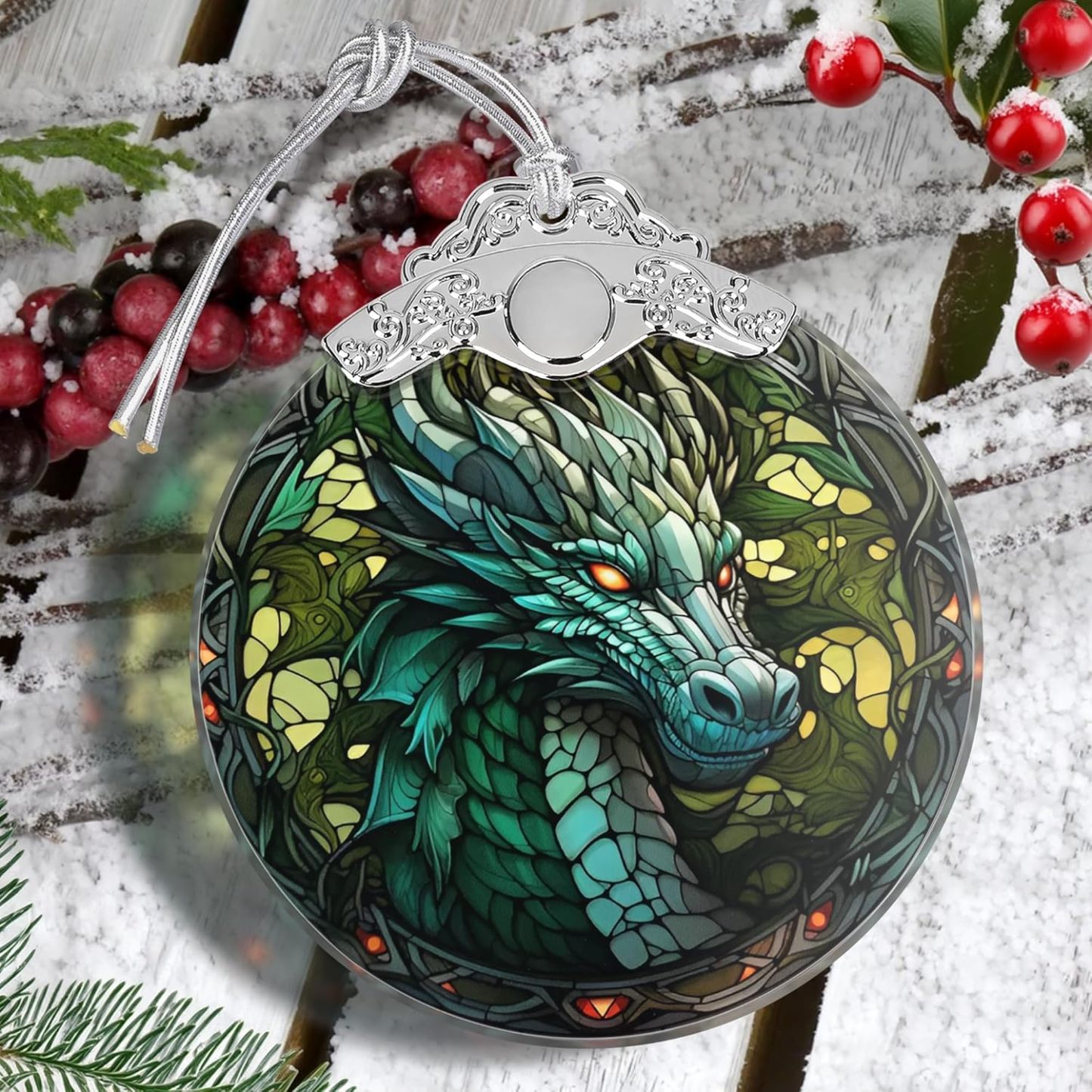 Sun Moon Stained Glass Hanging Ornament - Christmas Tree Decoration Idea