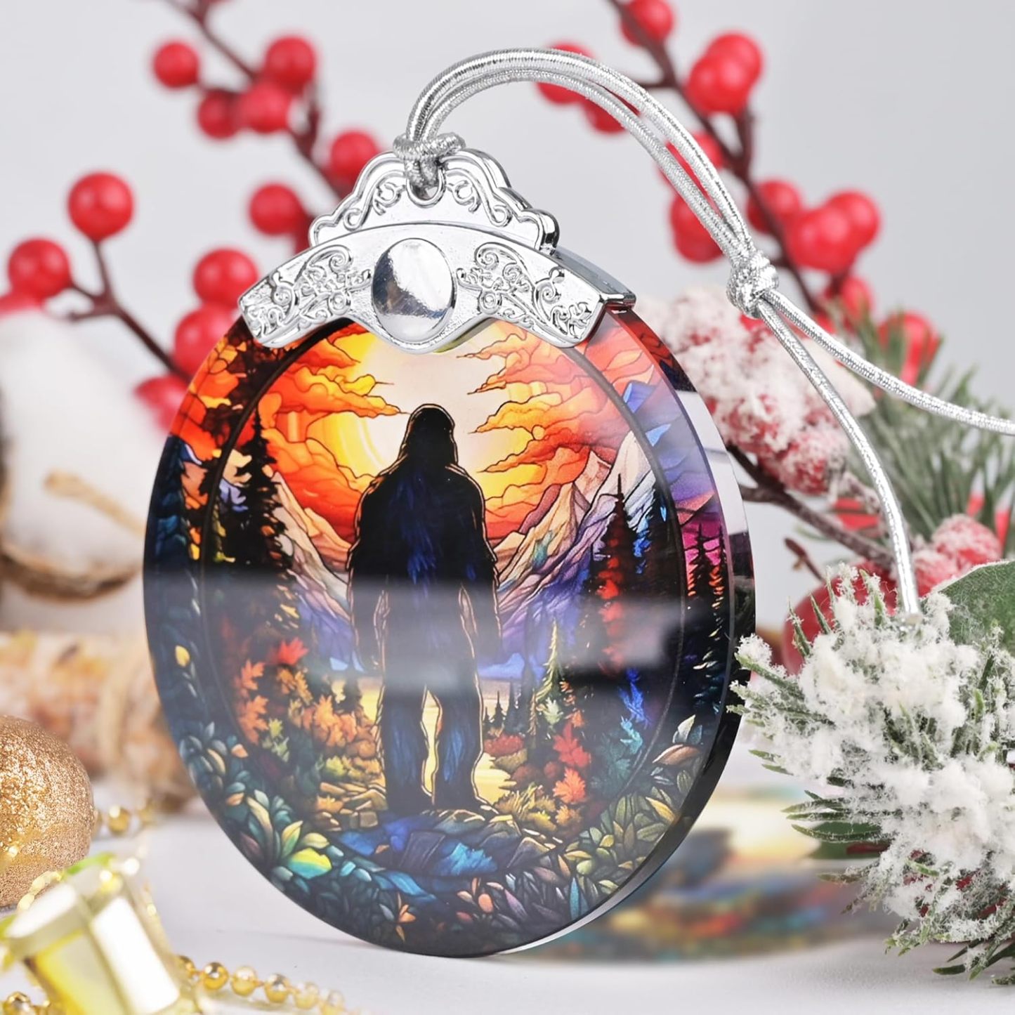 Sun Moon Stained Glass Hanging Ornament - Christmas Tree Decoration Idea