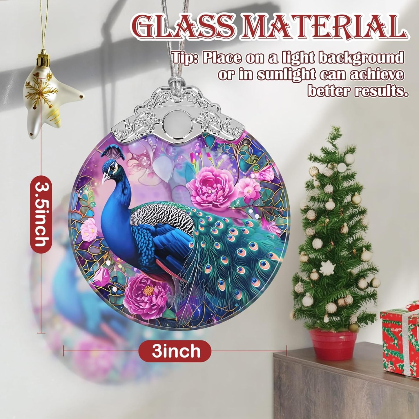 Sun Moon Stained Glass Hanging Ornament - Christmas Tree Decoration Idea