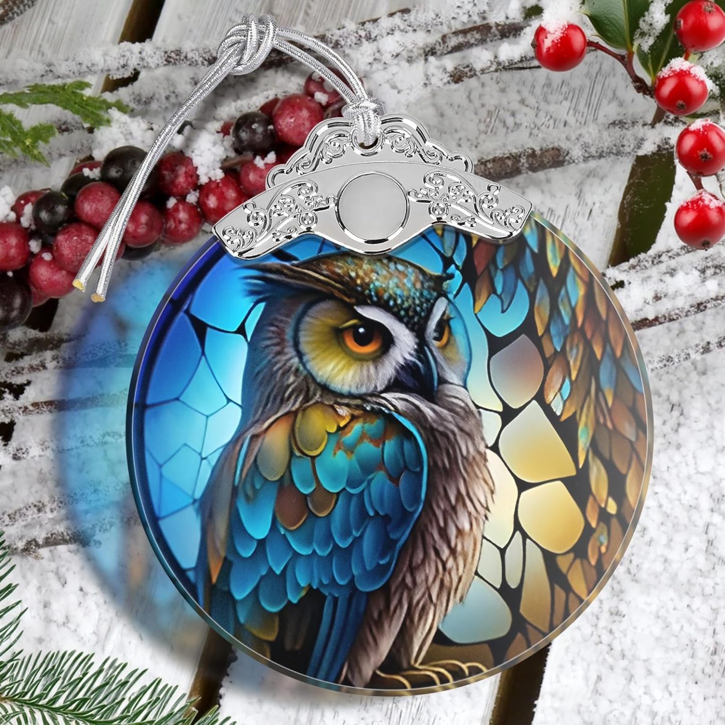 Sun Moon Stained Glass Hanging Ornament - Christmas Tree Decoration Idea