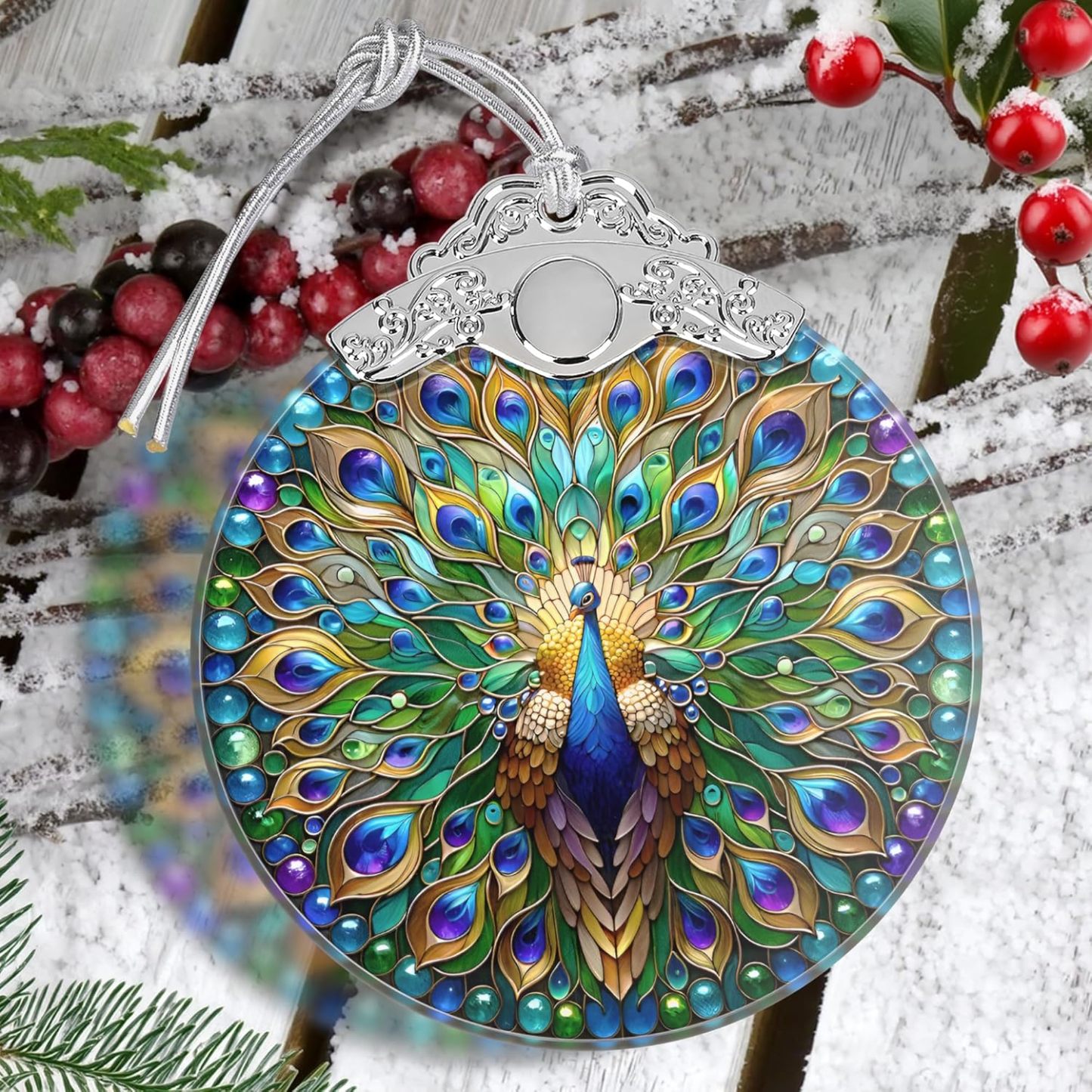 Sun Moon Stained Glass Hanging Ornament - Christmas Tree Decoration Idea