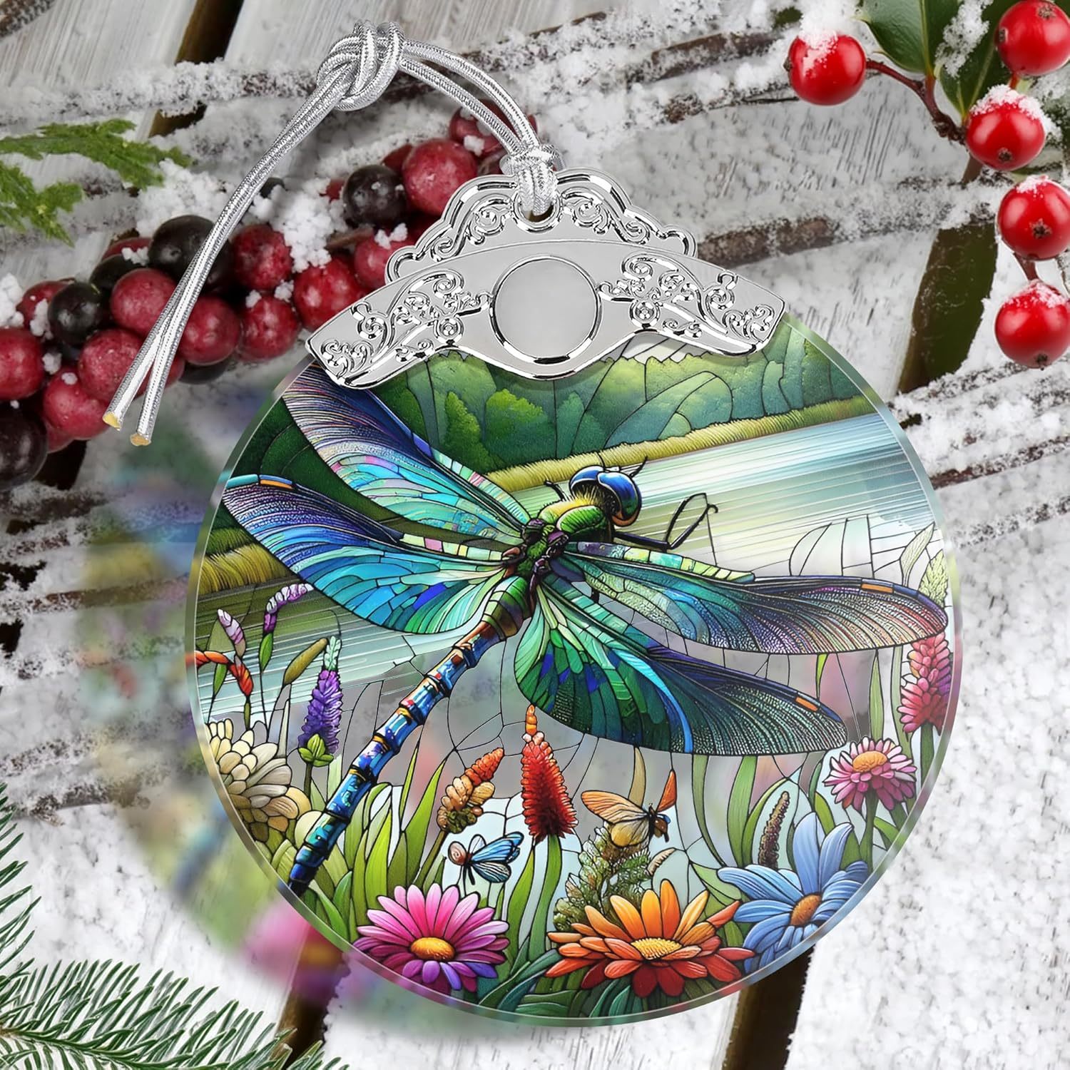 Sun Moon Stained Glass Hanging Ornament - Christmas Tree Decoration Idea