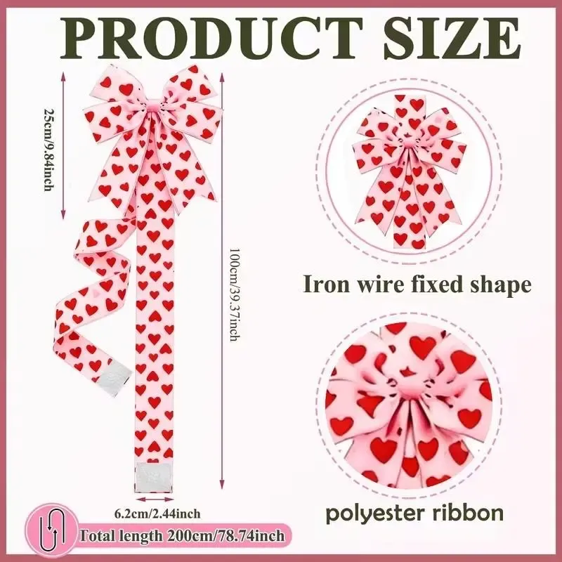 Valentine's Day Pink Heart Large Bow Decoration