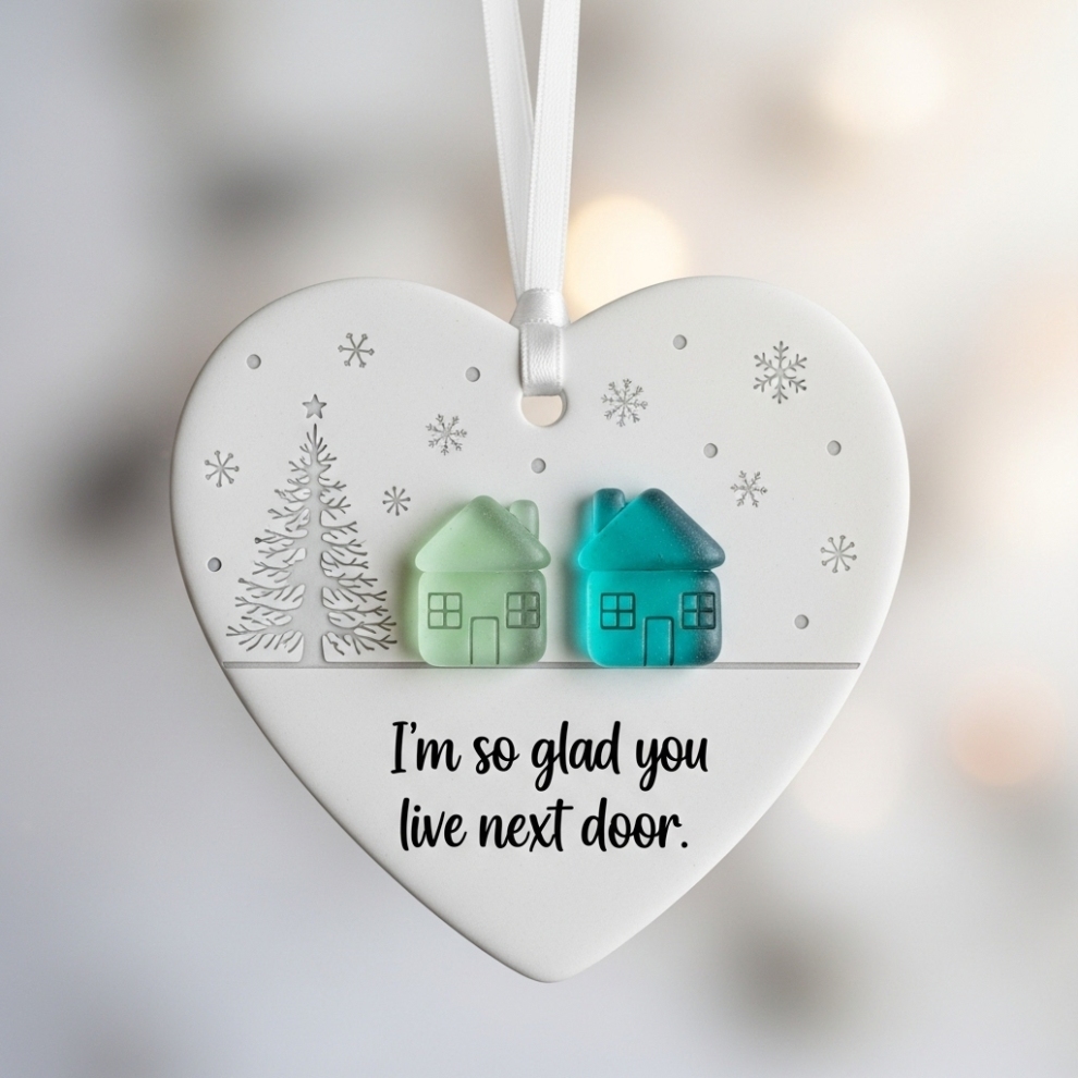 💕Heart-Shaped Sisters Sea Glass Ornament