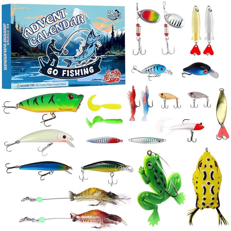Advent Calendar 2025 Fishing Lure - 24 Days Christmas Countdown Fish Tackle Set for Adult Man Teen Boys(buy 2 free shipping)