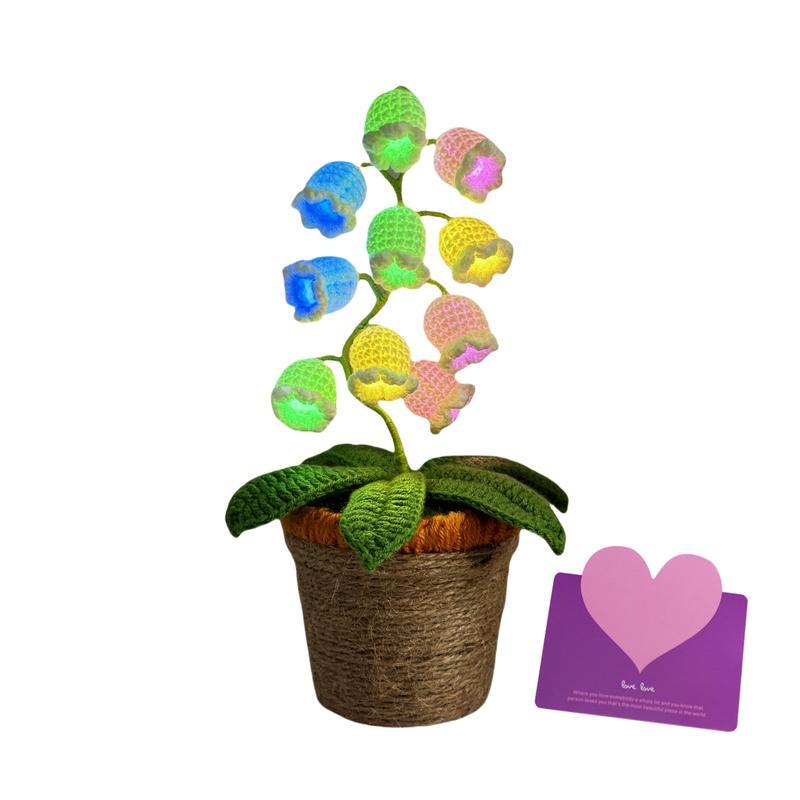 Handmade Crocheted Halloween Lily of the Valley LED Lantern | Multi-color lighting + DIY Spooky Card