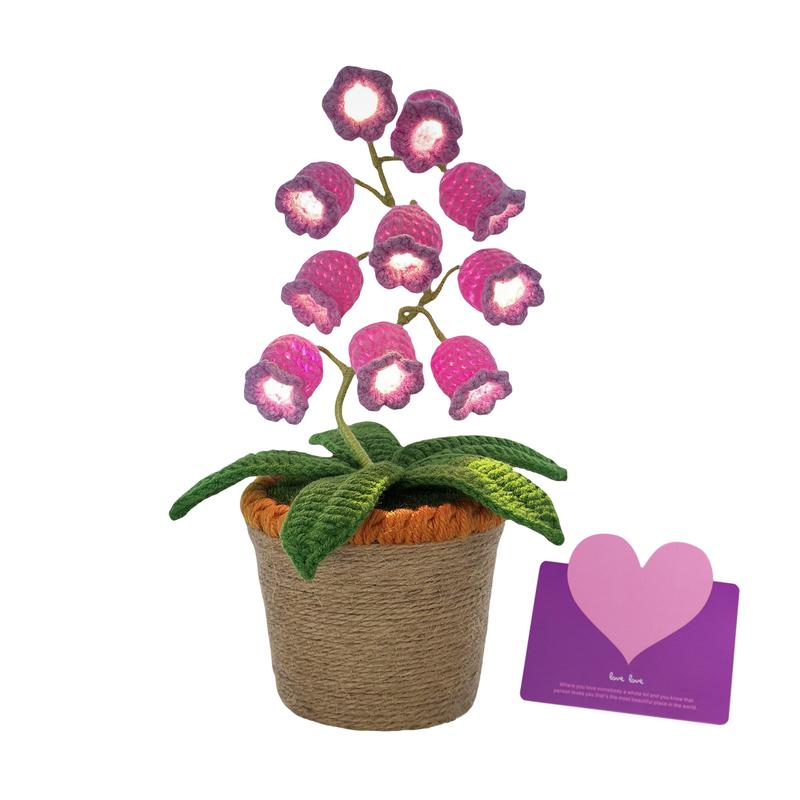 Handmade Crocheted Halloween Lily of the Valley LED Lantern | Multi-color lighting + DIY Spooky Card