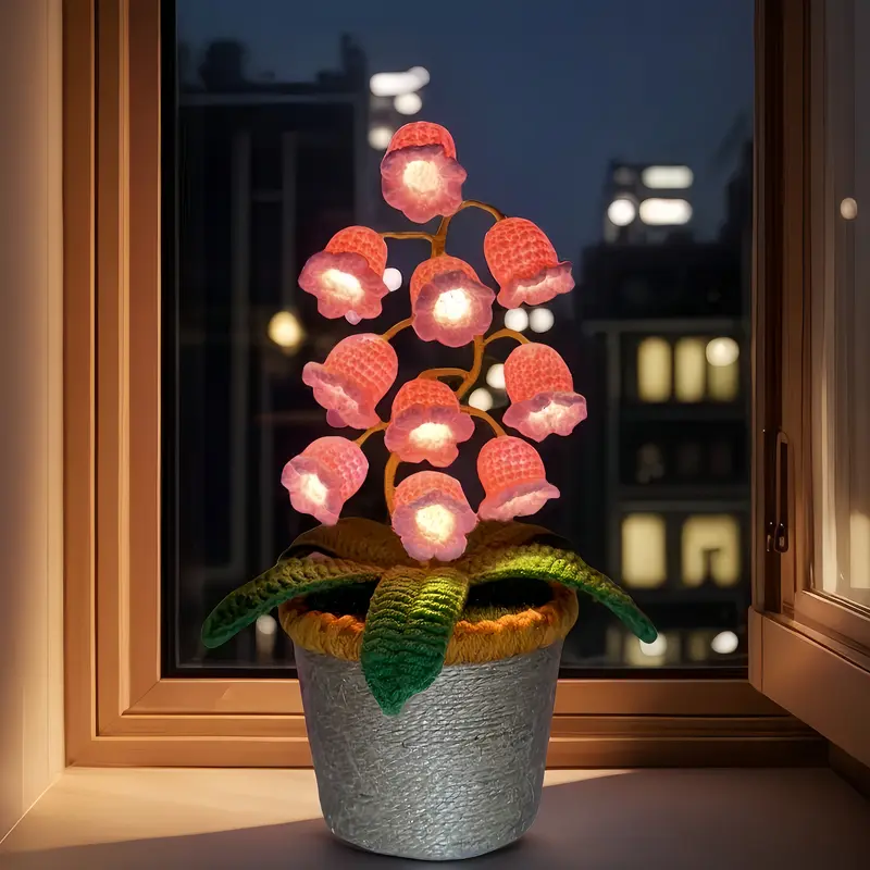 Handmade Crocheted Halloween Lily of the Valley LED Lantern | Multi-color lighting + DIY Spooky Card