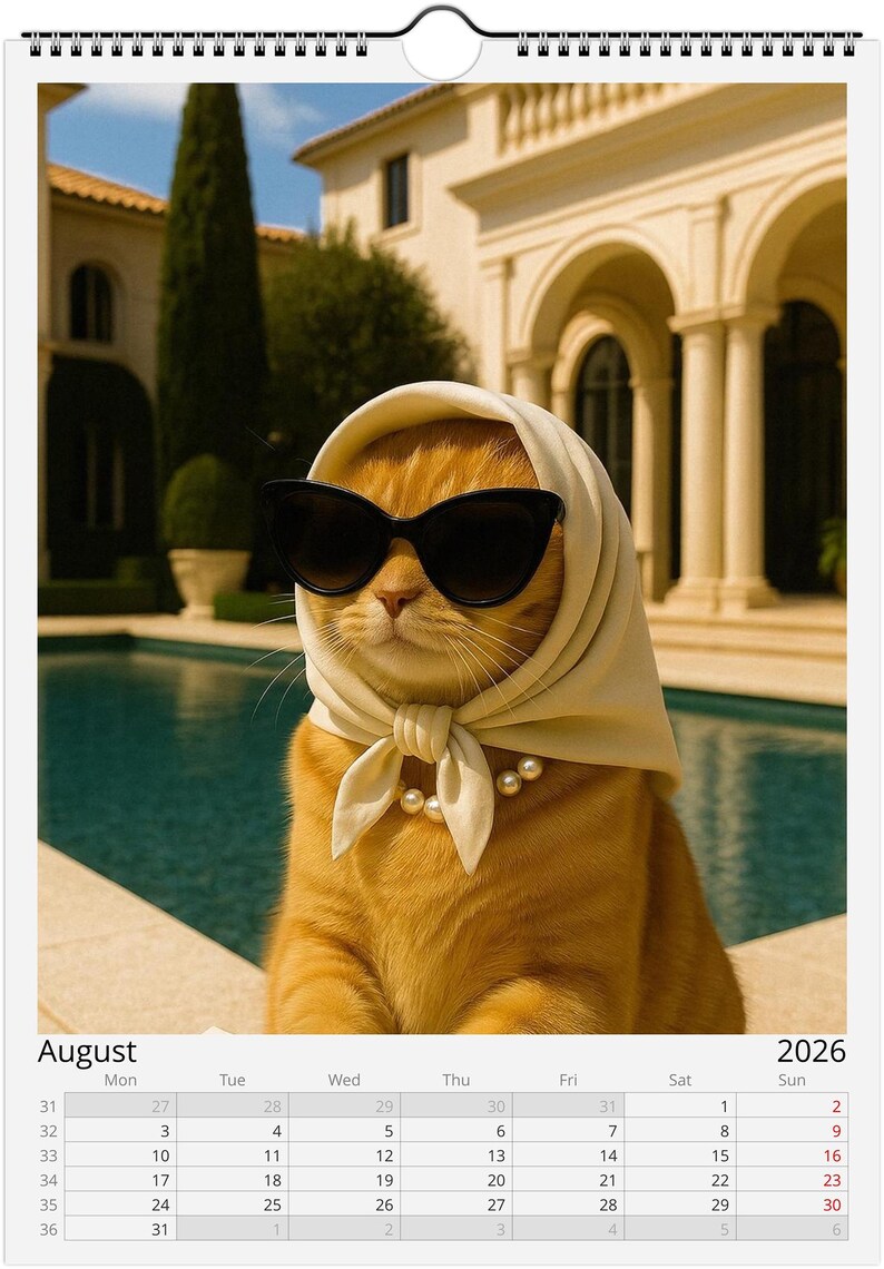 Sassy Rich Cats 2026 Wall Calendar