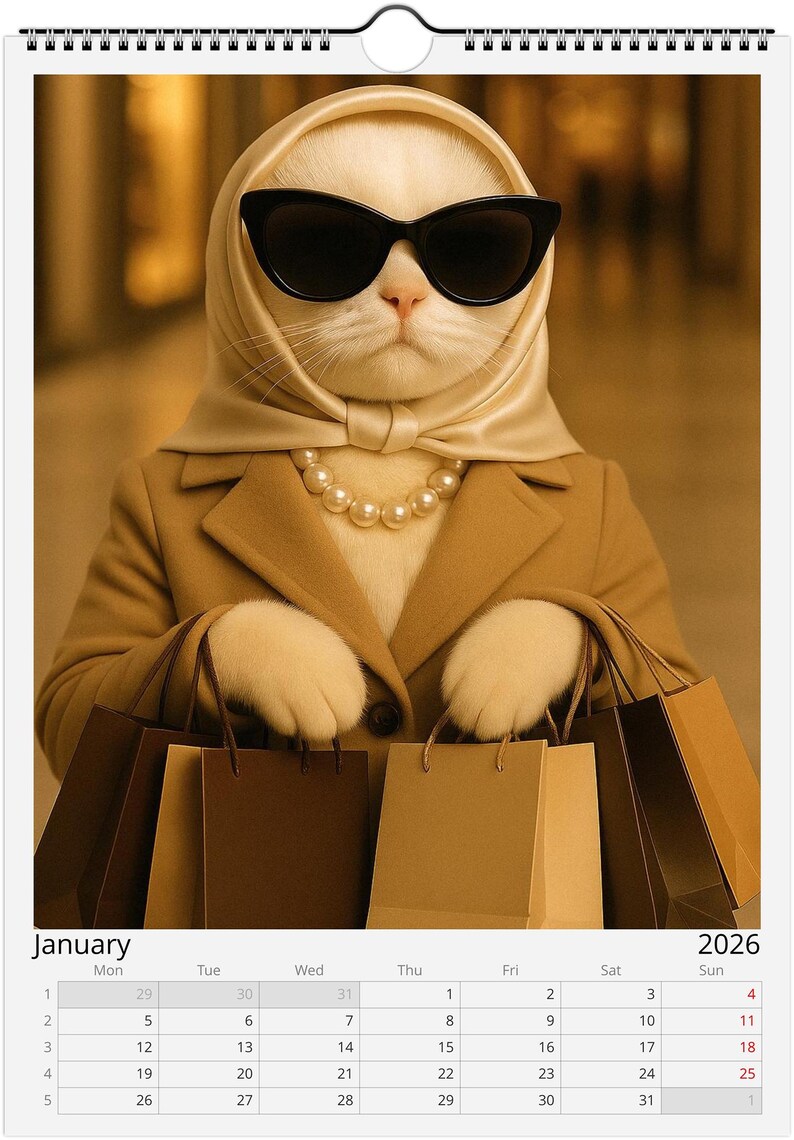 Sassy Rich Cats 2026 Wall Calendar