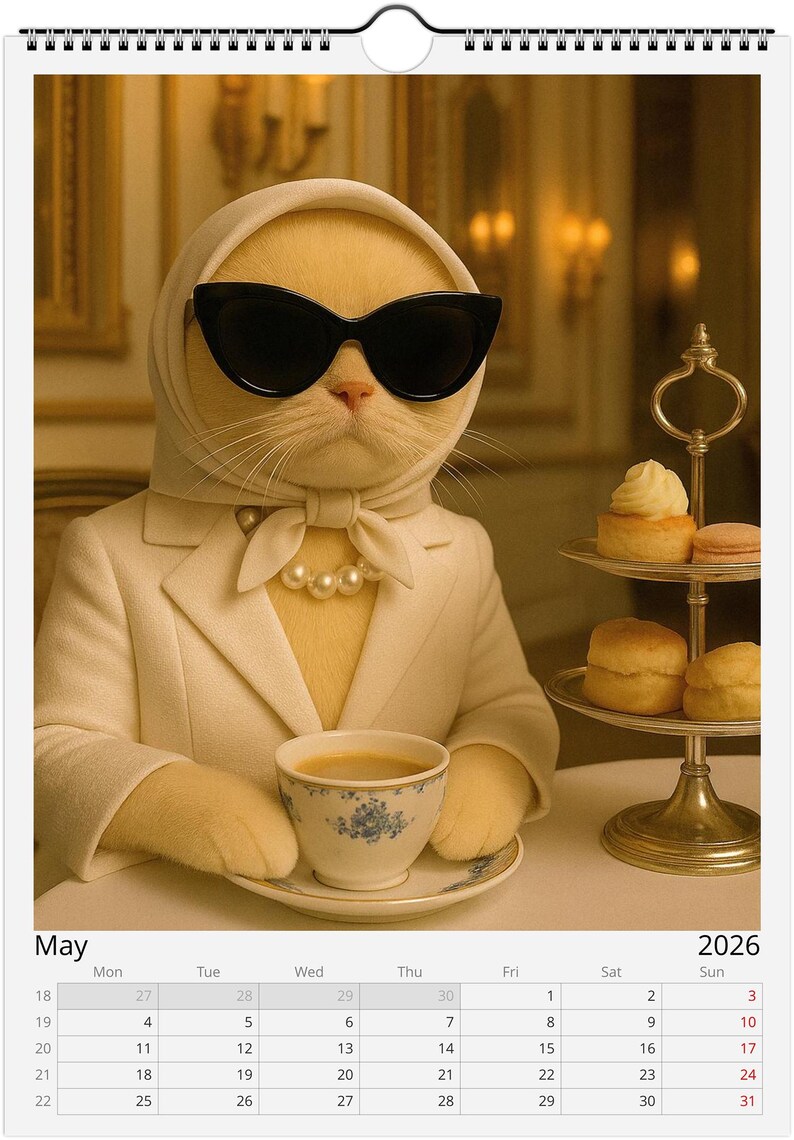 Sassy Rich Cats 2026 Wall Calendar