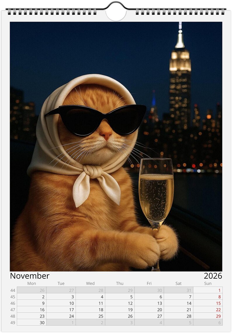 Sassy Rich Cats 2026 Wall Calendar