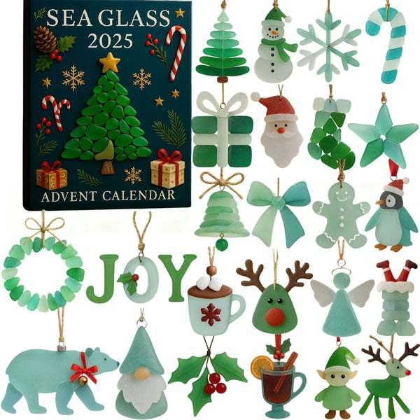 🔥LAST DAY 49% OFF🌊Sea Glass Christmas Ornaments Advent Calendar 2025