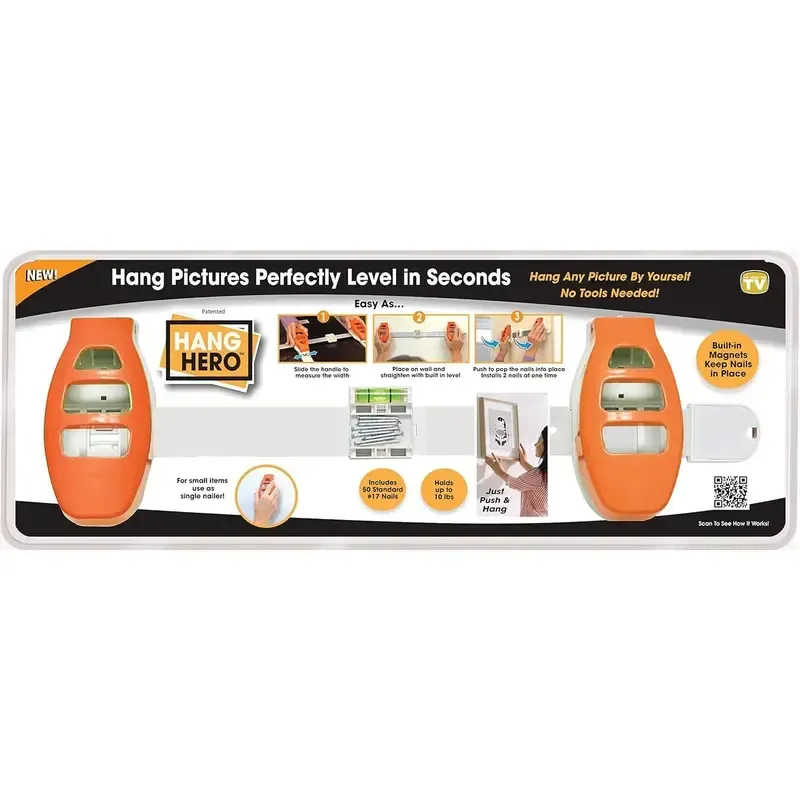 All in One Picture Hanging System!Measures Frame, Levels and Inserts Nails at The Perfect Depth and Angle