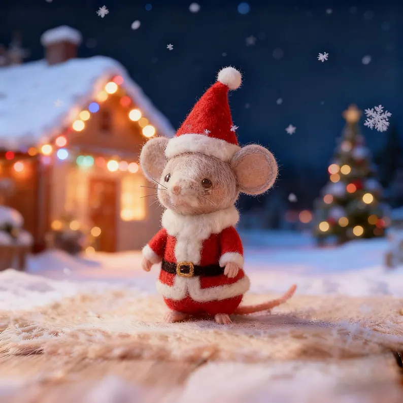 Handcrafted Felt Christmas Mice