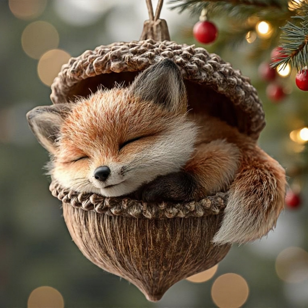 Forest Animal Acorn Christmas Ornaments
