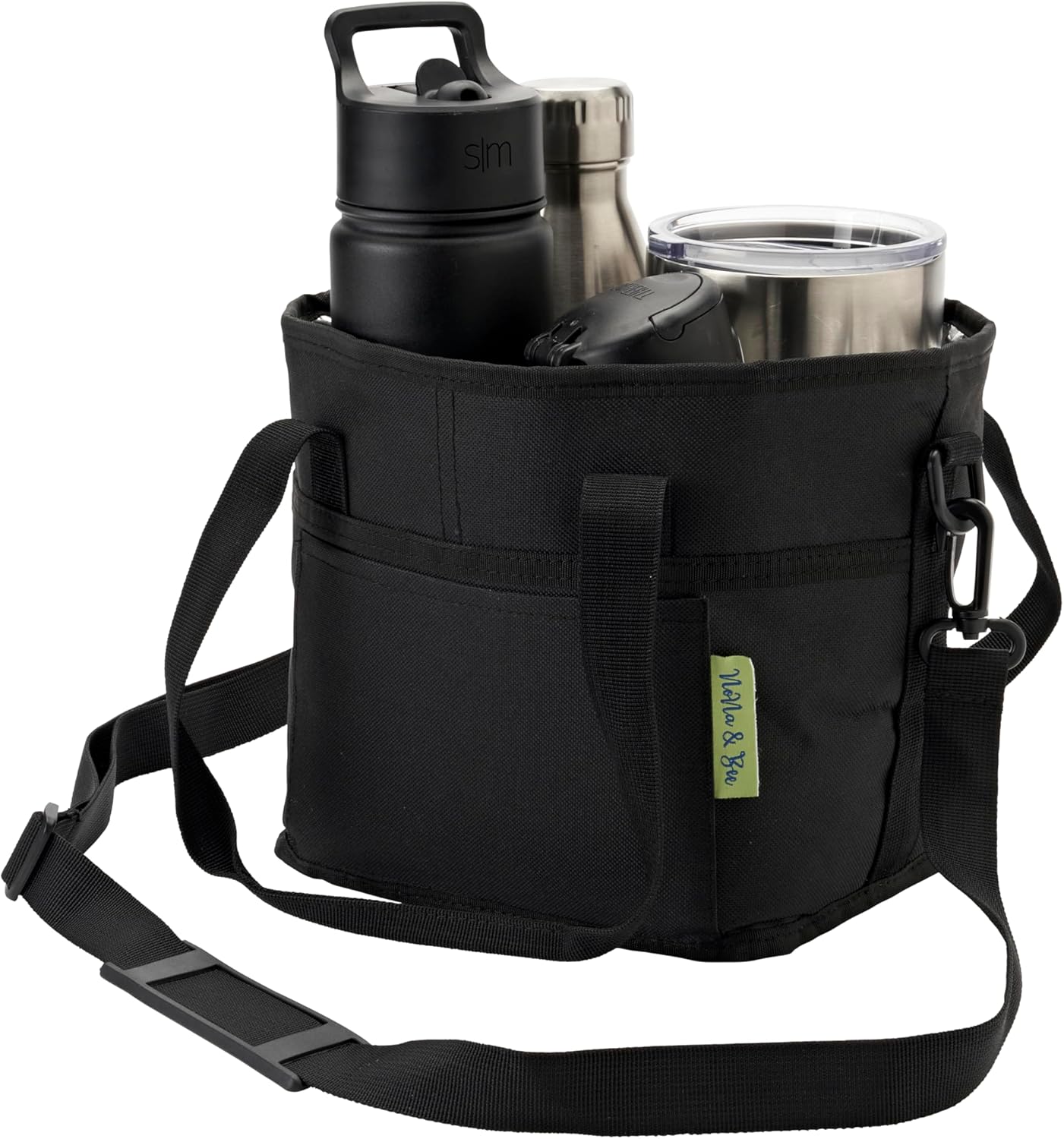 Family Size 4 Compartment Drink Bag Adjustable Fits Large & Small Drinks Hands Free, Won't Tip Over in Car