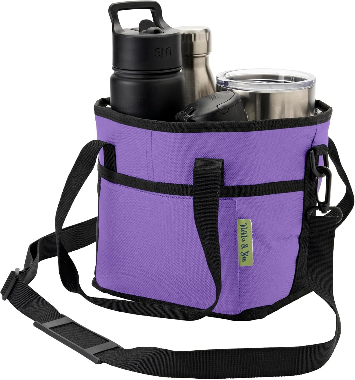 Family Size 4 Compartment Drink Bag Adjustable Fits Large & Small Drinks Hands Free, Won't Tip Over in Car