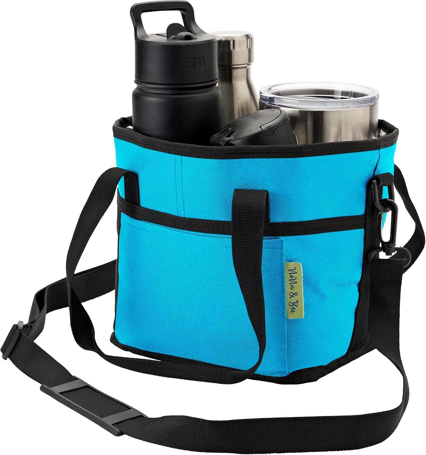 Family Size 4 Compartment Drink Bag Adjustable Fits Large & Small Drinks Hands Free, Won't Tip Over in Car