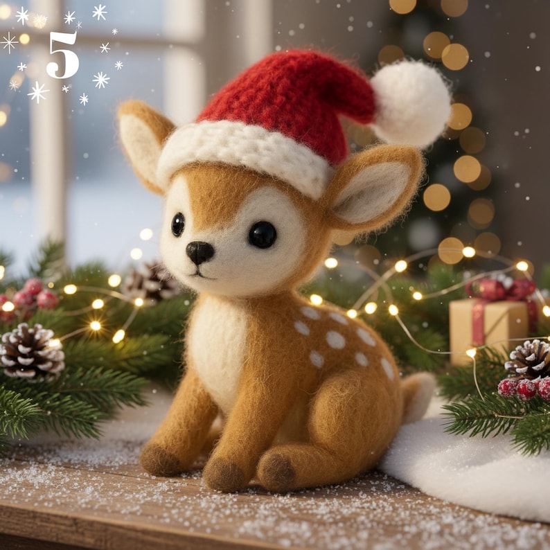 🎄🦌 Felted Christmas Deer – Handmade Wool Felt Holiday Ornament & Cozy Winter Décor
