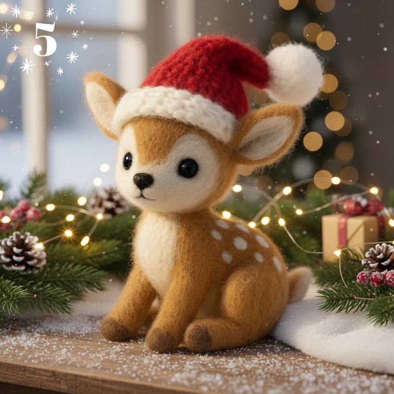 🎄🦌 Felted Christmas Deer – Handmade Wool Felt Holiday Ornament & Cozy Winter Décor